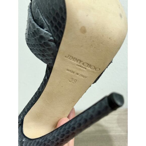 NWOT Jimmy Choo Greta Embossed Snake Ankle Strap Platform Sandals Grey Size 39/9 - Picture 6 of 8